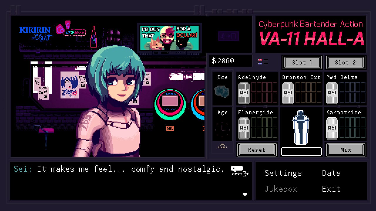 VA-11 Hall-A: Cyberpunk Bartender Action - скриншот 6